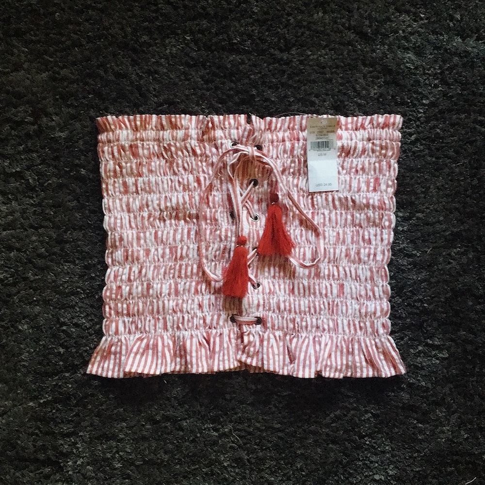 American Eagle Red and White tube top